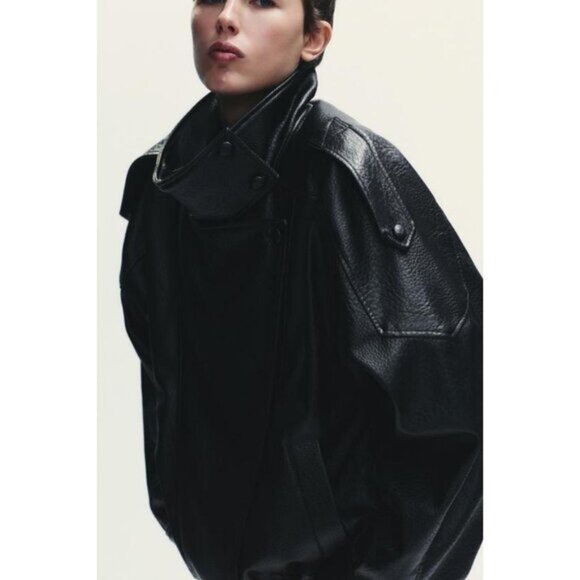 ZARA FAUX LEATHER JACKET - Picture 5 of 11